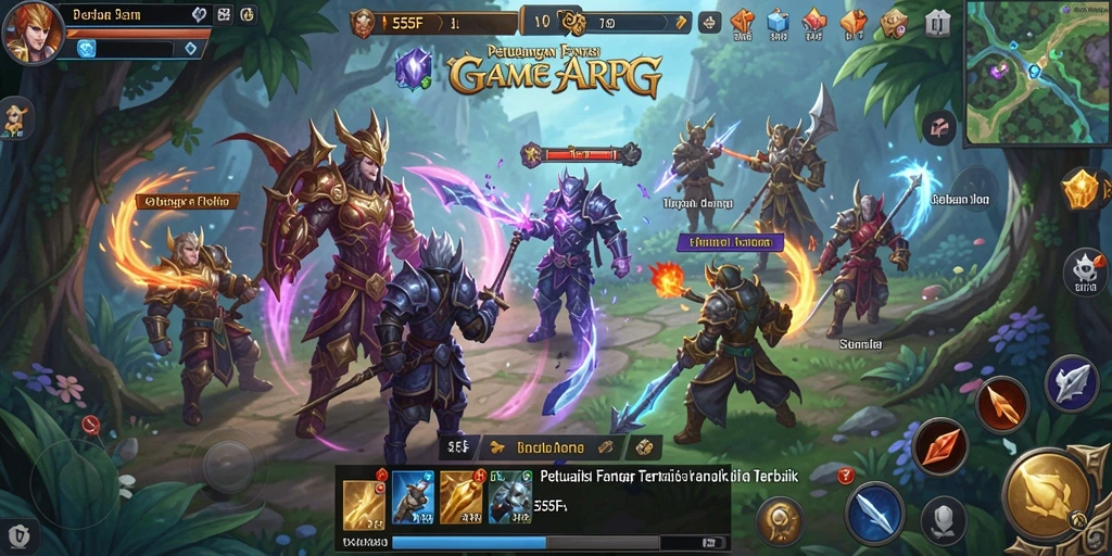 Screenshot 555F menunjukkan aksi pertarungan dalam game ARPG.