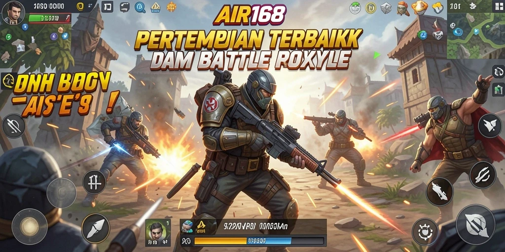 Tampilan screenshot AIR168 menampilkan pertempuran intens dalam arena Battle Royale.