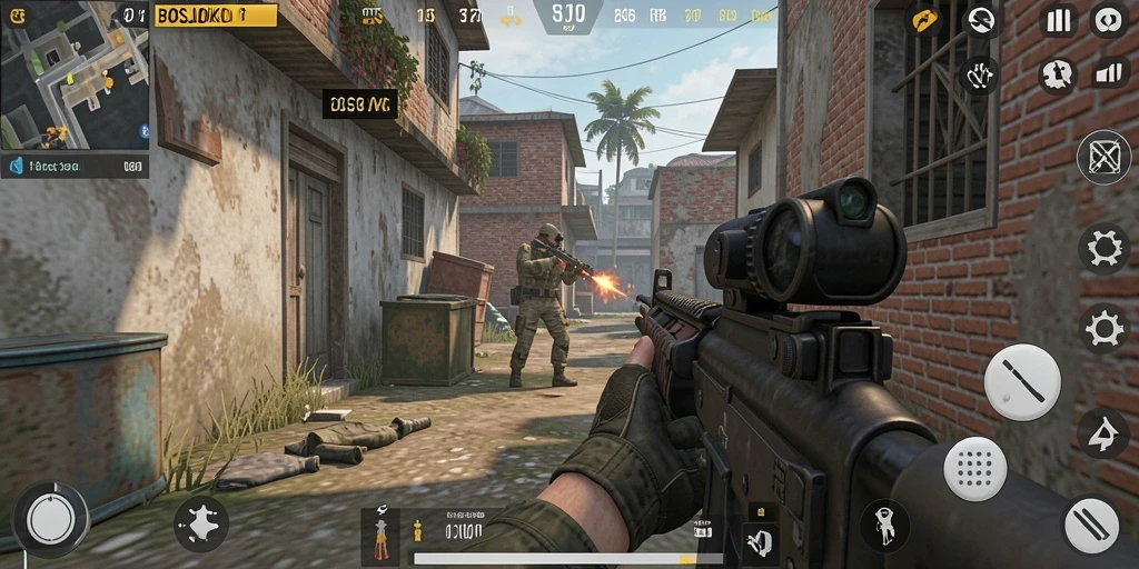 Tampilan gameplay menarik dari BOSJOKO saat pertarungan FPS.