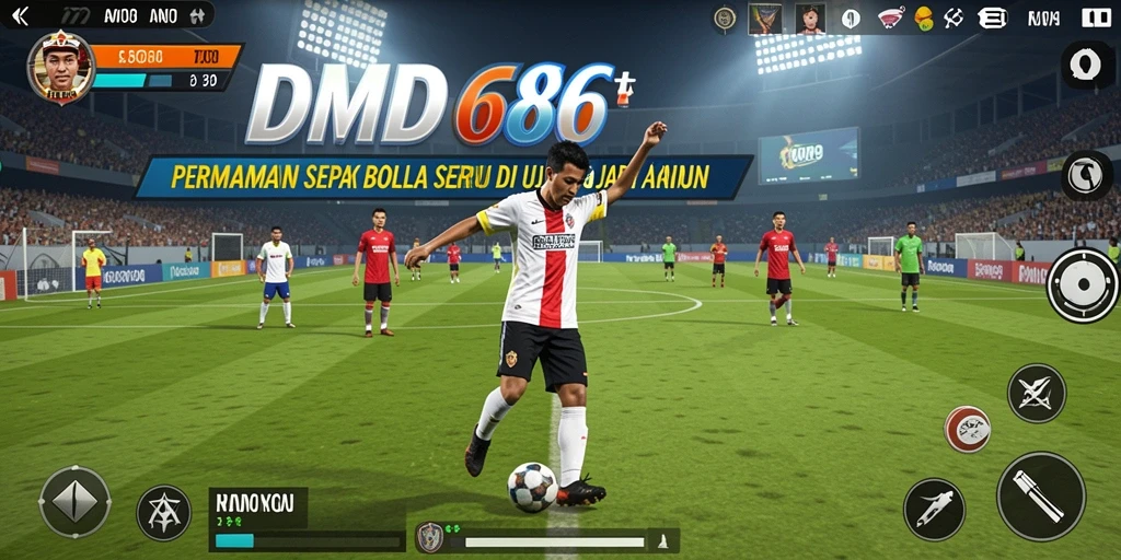 Tangkapan layar DMD686 memperlihatkan pemain sepak bola dalam aksi yang mendebarkan.