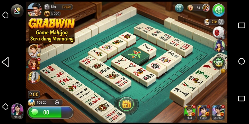 Tampilan menarik gameplay Mahjong di GRABWIN.