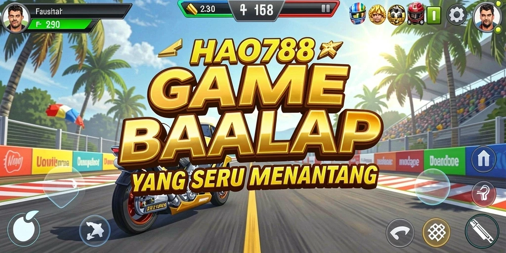 Tampilan gameplay HAO788 dengan aksi balap seru di lintasan.