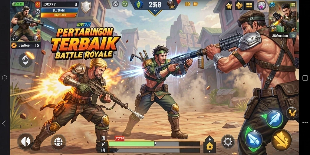 Screenshot menampilkan aksi seru dalam gameplay Battle Royale IDX777.