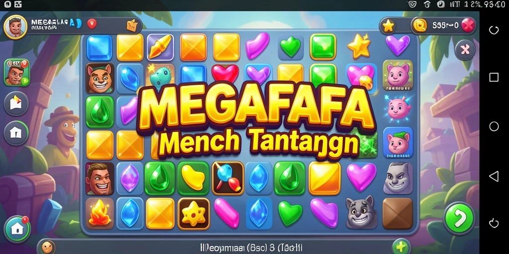 Tampilan gameplay seru dalam MEGAFAFA dengan tantangan Match-3 yang menawan.
