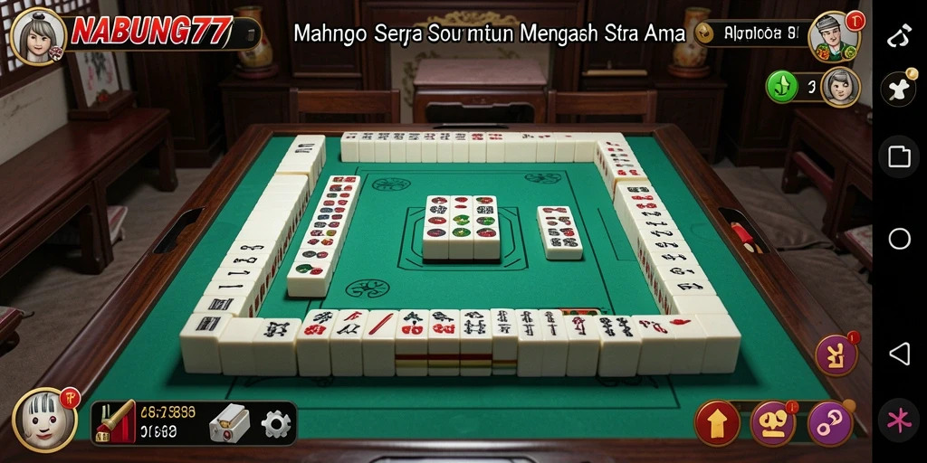 Screenshot gameplay NABUNG77 menampilkan sesi permainan Mahjong yang seru.