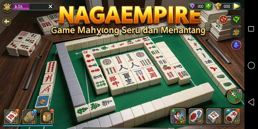 Tangkapan layar menampilkan gameplay seru NAGAEMPIRE di papan Mahjong.