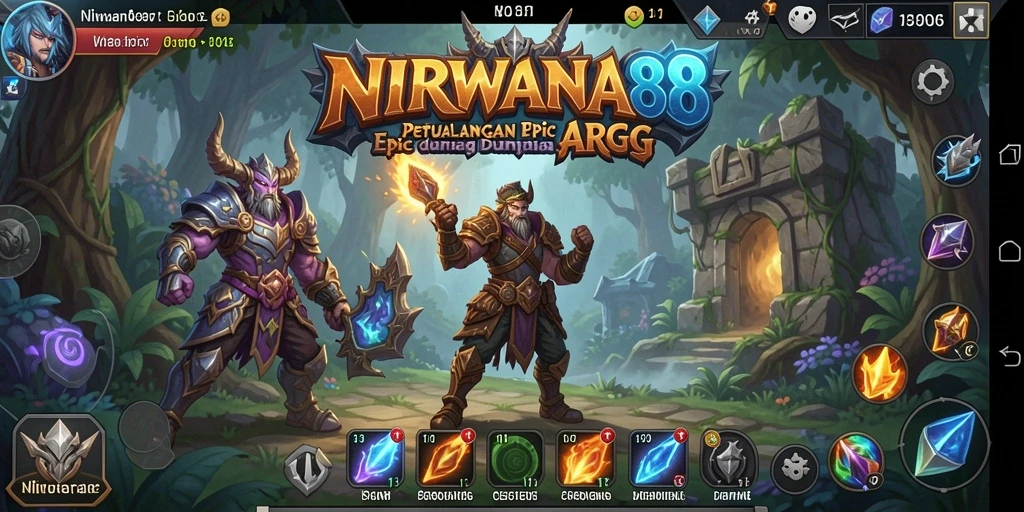 Gameplay epik NIRWANA88 menampilkan pertarungan seru dan petualangan.