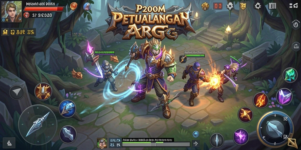 Screenshot utama menunjukkan aksi seru pertempuran ARPG di P200M.