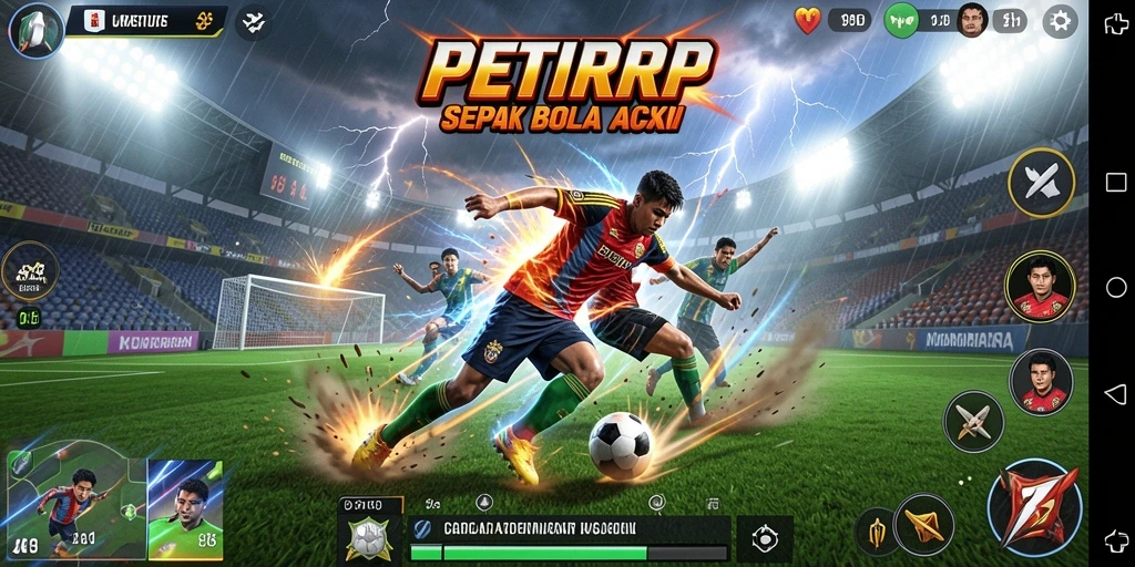 Tampilan gameplay seru PETIRRP dengan aksi sepak bola nyata.