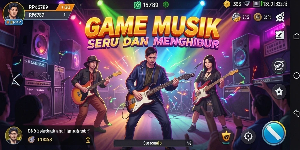 Tampilan gameplay seru pada RP6789 yang menampilkan interaksi musik.