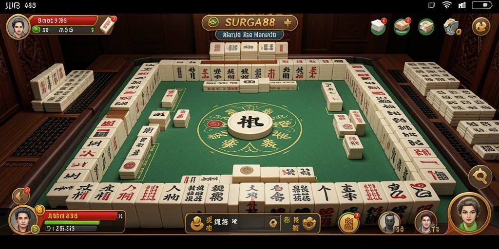 Tangkapan layar SURGA88 menunjukkan gameplay Mahjong yang seru dan tantangan mencocokkan ubin.