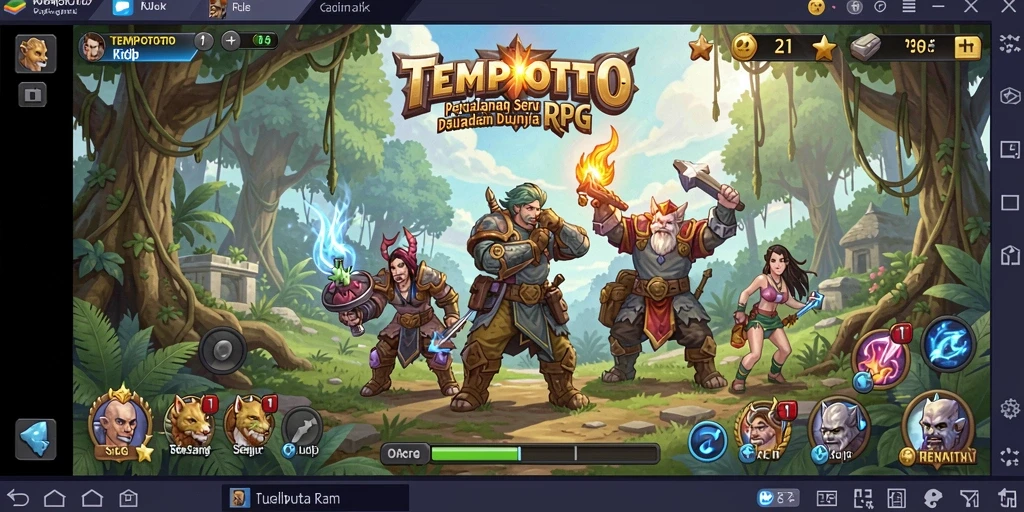 Gameplay RPG seru dalam TEMPOTOTO dengan karakter dan misi menarik.