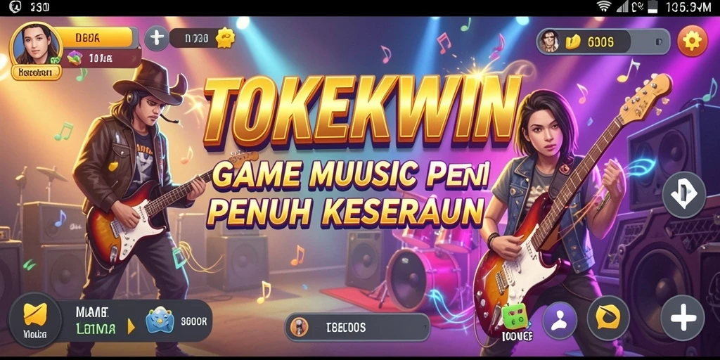 Tampilan gameplay TOKEKWIN dengan berbagai tantangan musik.