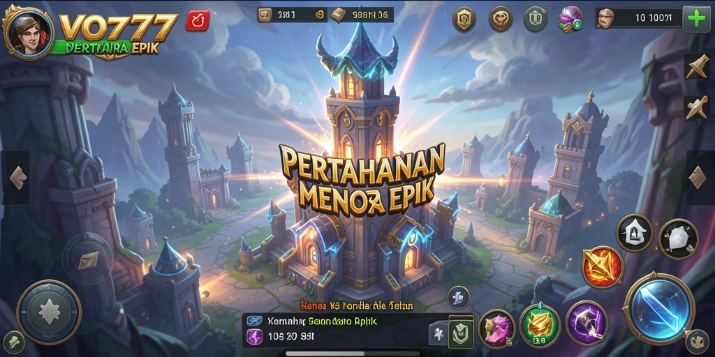 Tampilan grafis menawan dari gameplay Tower Defense VO777.